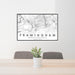 24x36 Framingham Massachusetts Map Print Lanscape Orientation in Classic Style Behind 2 Chairs Table and Potted Plant