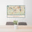 24x36 Framingham Massachusetts Map Print Lanscape Orientation in Woodblock Style Behind 2 Chairs Table and Potted Plant