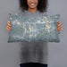 Person holding 20x12 Custom Framingham Massachusetts Map Throw Pillow in Afternoon