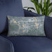 Custom Framingham Massachusetts Map Throw Pillow in Afternoon on Blue Colored Chair