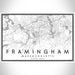 Framingham Massachusetts Map Print Landscape Orientation in Classic Style With Shaded Background