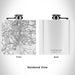 Rendered View of Framingham Massachusetts Map Engraving on 6oz Stainless Steel Flask in White