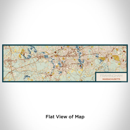 Flat View of Map Custom Framingham Massachusetts Map Enamel Mug in Woodblock