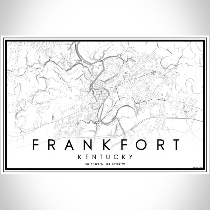Frankfort Kentucky Map Print Landscape Orientation in Classic Style With Shaded Background