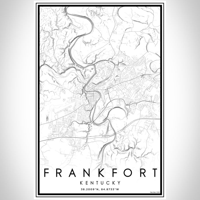 Frankfort Kentucky Map Print Portrait Orientation in Classic Style With Shaded Background