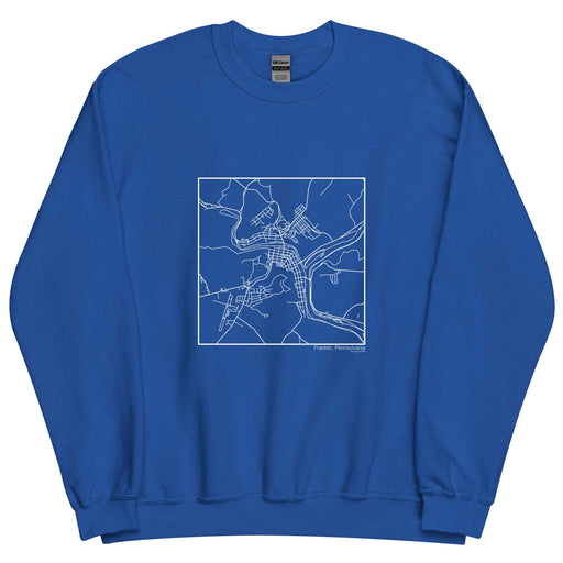 Franklin Pennsylvania  Map Unisex Crewneck Sweater with City inscription in Royal Blue