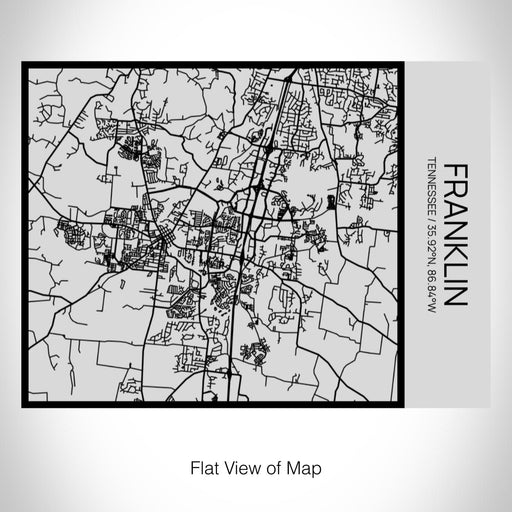 Rendered View of Franklin Tennessee Map on 20oz Stainless Steel Insulated Bottle with Bamboo Top with printed Tactile Lines Map in Black