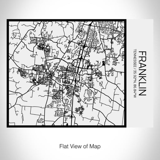 Rendered View of Franklin Tennessee Map on 20oz Stainless Steel Insulated Bottle with Bamboo Top in Matte White with printed Tactile Lines Map in Black