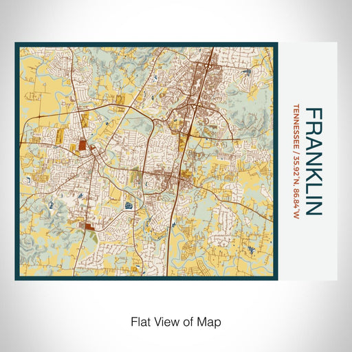 Rendered View of Franklin Tennessee Map on 20oz Stainless Steel Insulated Bottle with Bamboo Top with printed woodblock style map