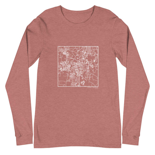 Franklin Tennessee  Map Unisex Long-Sleeve T-shirt with City inscription in Heather Mauve