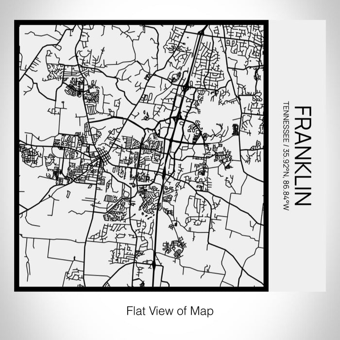 Rendered View of Franklin Tennessee Map on 17oz Stainless Steel Insulated Tumbler in Matte White with Tactile Lines