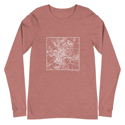 Frederick Maryland  Map Unisex Long-Sleeve T-shirt with City inscription in Heather Mauve