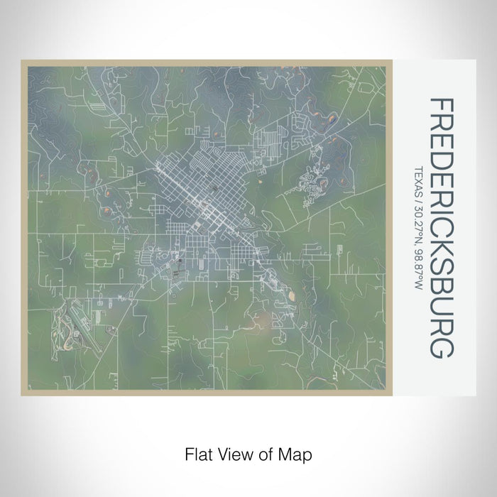 Rendered View of Fredericksburg Texas Map on 20oz Stainless Steel Insulated Bottle with Bamboo Top with printed afternoon style map