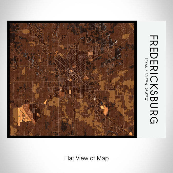 Rendered View of Fredericksburg Texas Map on 20oz Stainless Steel Insulated Bottle with Bamboo Top with printed ember style map