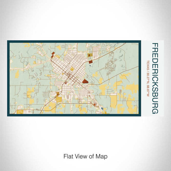Rendered View of Fredericksburg Texas Map on 17oz Stainless Steel Insulated Bottle with printed woodblock style map