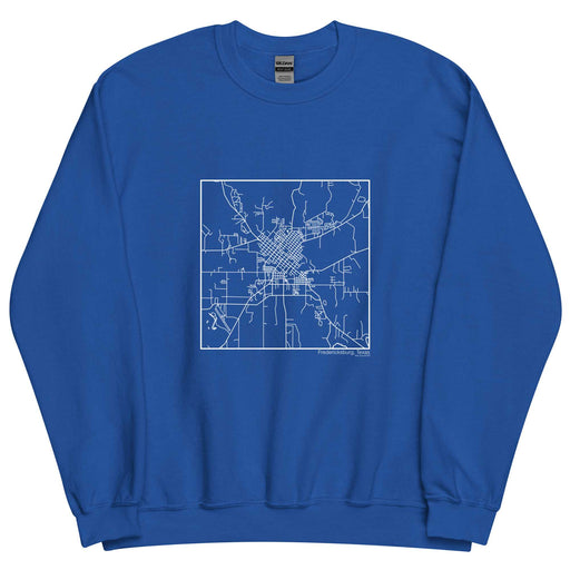 Fredericksburg Texas  Map Unisex Crewneck Sweater with City inscription in Royal Blue