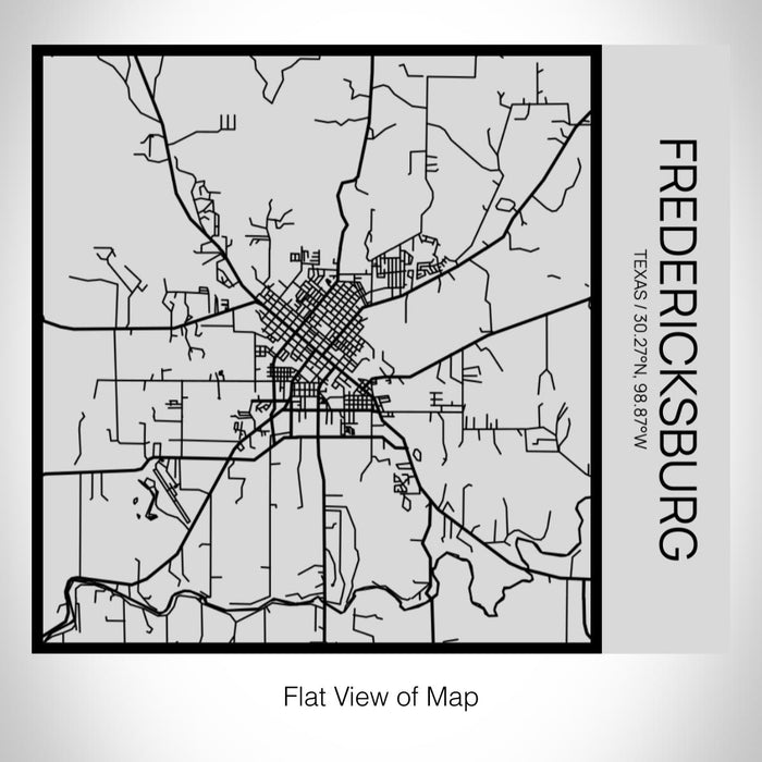 Rendered View of Fredericksburg Texas Map on 17oz Stainless Steel Insulated Tumbler in Tactile Lines with Succulent in Background
