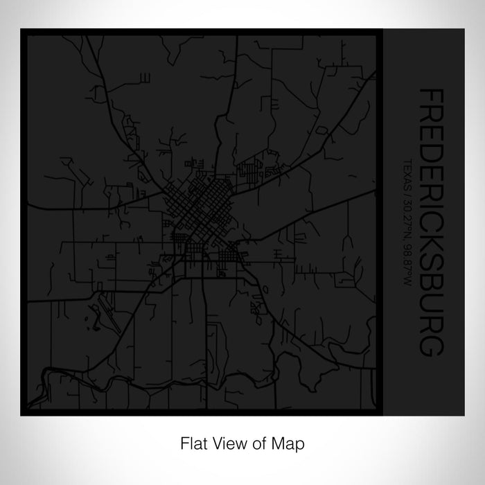 Rendered View of Fredericksburg Texas Map on 17oz Stainless Steel Insulated Tumbler in Matte Black with Tactile Lines