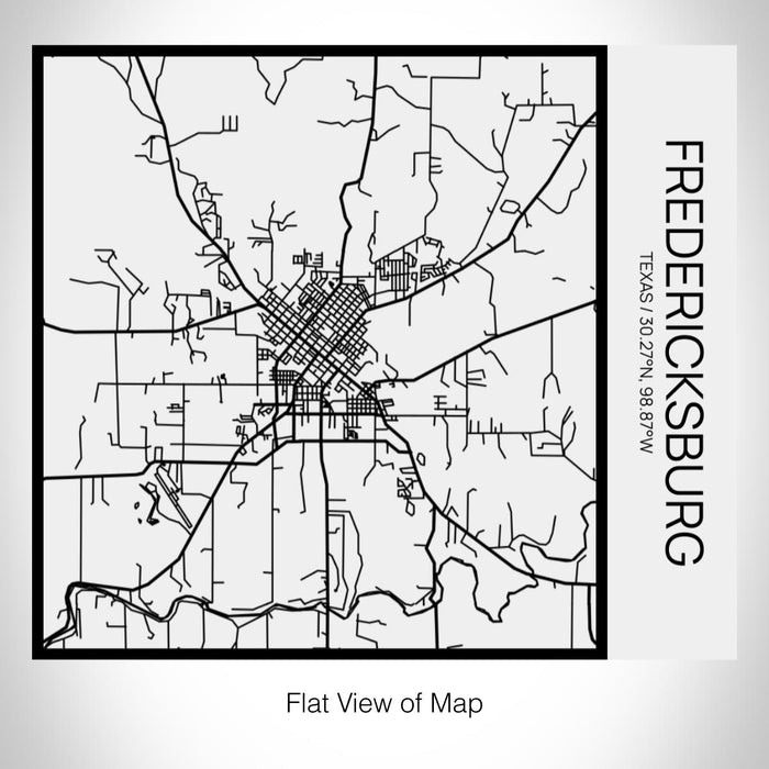 Rendered View of Fredericksburg Texas Map on 17oz Stainless Steel Insulated Tumbler in Matte White with Tactile Lines