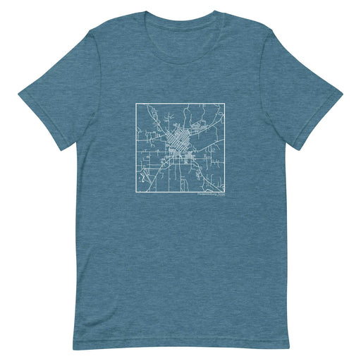 Fredericksburg Texas  Map Unisex T-Shirt with City inscription in Heather Teal