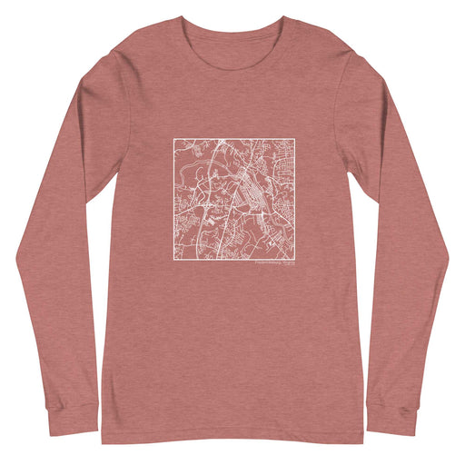 Fredericksburg Virginia  Map Unisex Long-Sleeve T-shirt with City inscription in Heather Mauve