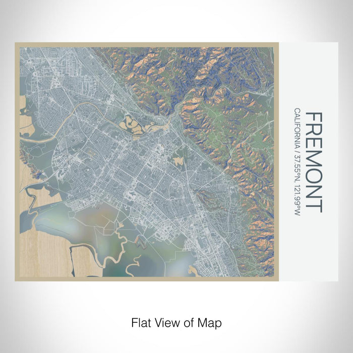 Rendered View of Fremont California Map on 20oz Stainless Steel Insulated Bottle with Bamboo Top with printed afternoon style map