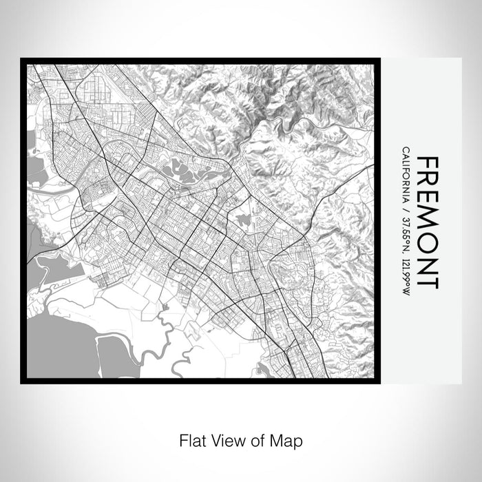 Rendered View of Fremont California Map on 20oz Stainless Steel Insulated Bottle with Bamboo Top with printed classic style map