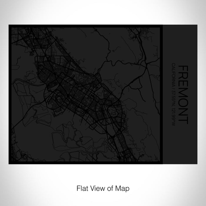 Rendered View of Fremont California Map on 20oz Stainless Steel Insulated Bottle with Bamboo Top in Matte Black with printed Tactile Lines Map in Black