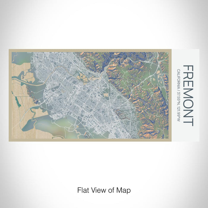 Rendered View of Fremont California Map on 17oz Stainless Steel Insulated Bottle with printed afternoon style map