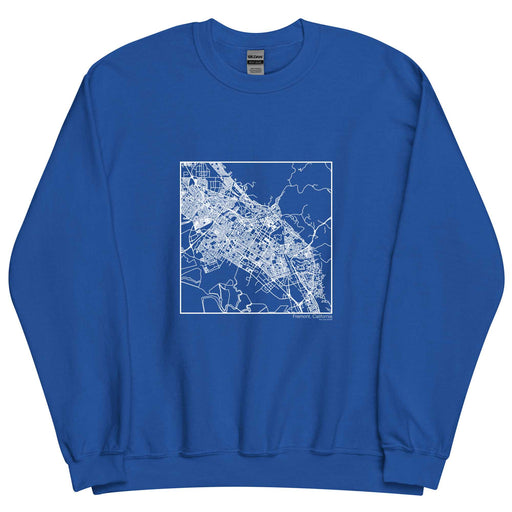Fremont California  Map Unisex Crewneck Sweater with City inscription in Royal Blue