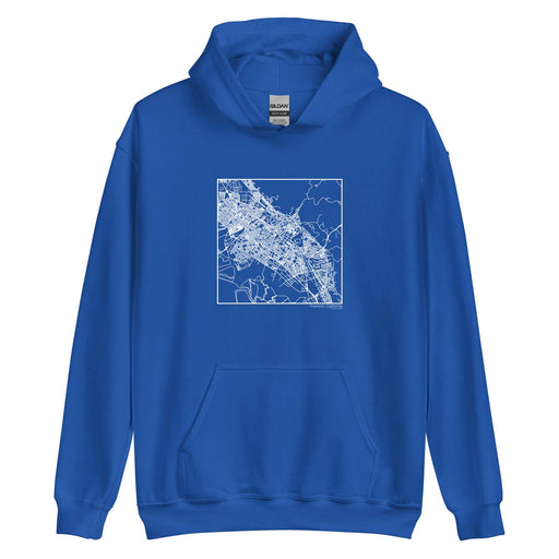 Fremont California  Map Unisex Hoodie Sweater with City inscription in Royal Blue