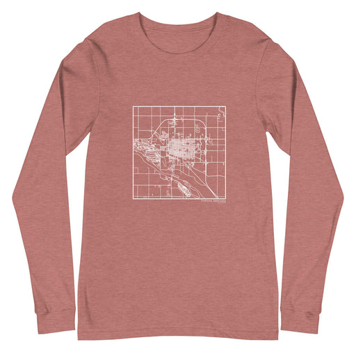 Fremont Nebraska  Map Unisex Long-Sleeve T-shirt with City inscription in Heather Mauve