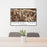 24x36 Fremont Peak Wyoming Map Print Lanscape Orientation in Ember Style Behind 2 Chairs Table and Potted Plant