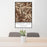 24x36 Fremont Peak Wyoming Map Print Portrait Orientation in Ember Style Behind 2 Chairs Table and Potted Plant