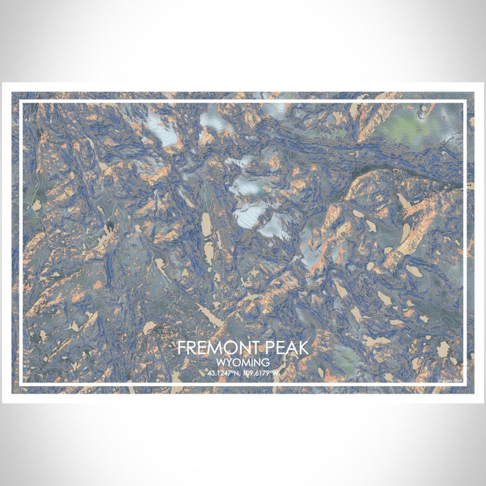 Fremont Peak Wyoming Map Print Landscape Orientation in Afternoon Style With Shaded Background