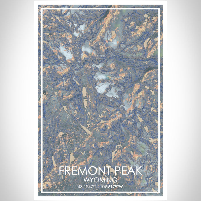 Fremont Peak Wyoming Map Print Portrait Orientation in Afternoon Style With Shaded Background