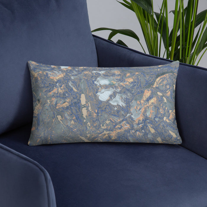 Custom Fremont Peak Wyoming Map Throw Pillow in Afternoon on Blue Colored Chair