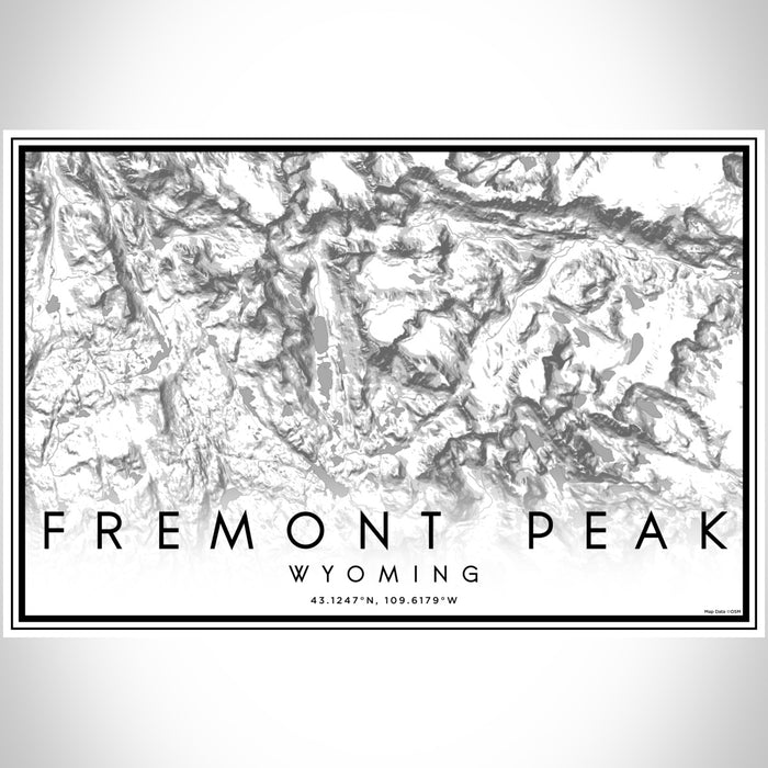 Fremont Peak Wyoming Map Print Landscape Orientation in Classic Style With Shaded Background