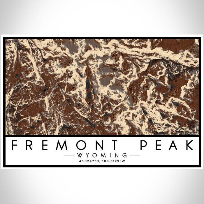 Fremont Peak Wyoming Map Print Landscape Orientation in Ember Style With Shaded Background