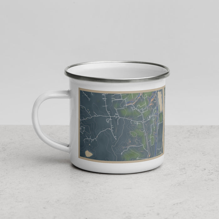 Left View Custom Frenchtown New Jersey Map Enamel Mug in Afternoon