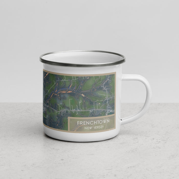 Right View Custom Frenchtown New Jersey Map Enamel Mug in Afternoon