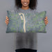 Person holding 20x12 Custom Frenchtown New Jersey Map Throw Pillow in Afternoon