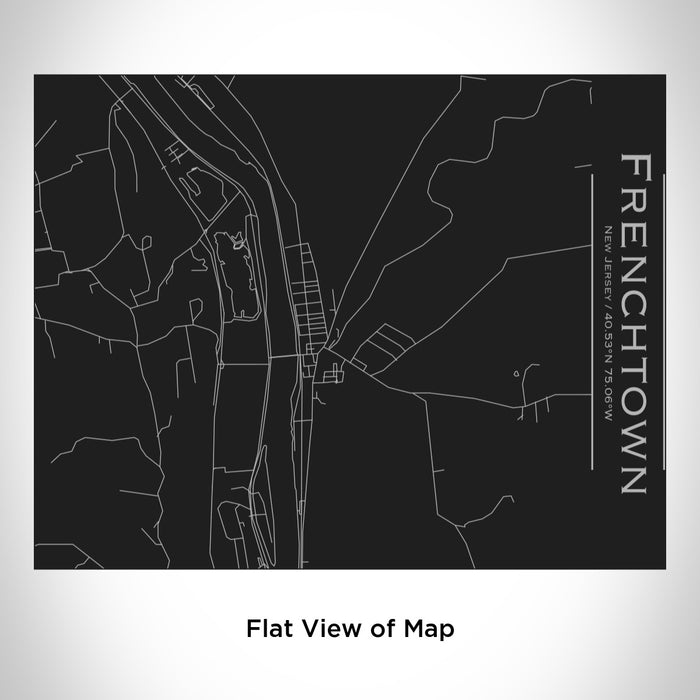 Rendered View of Frenchtown New Jersey Map Engraving on 20oz Stainless Steel Insulated Bottle with Bamboo Top in Black