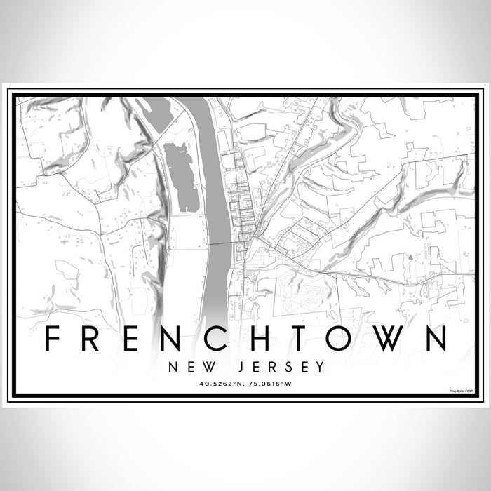 Frenchtown New Jersey Map Print Landscape Orientation in Classic Style With Shaded Background