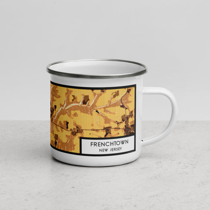 Right View Custom Frenchtown New Jersey Map Enamel Mug in Ember