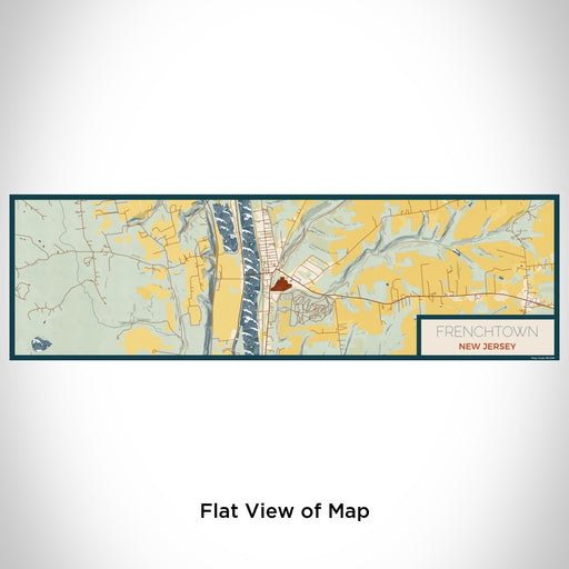 Flat View of Map Custom Frenchtown New Jersey Map Enamel Mug in Woodblock