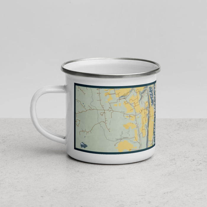Left View Custom Frenchtown New Jersey Map Enamel Mug in Woodblock