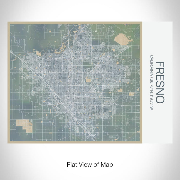 Rendered View of Fresno California Map on 20oz Stainless Steel Insulated Bottle with Bamboo Top with printed afternoon style map