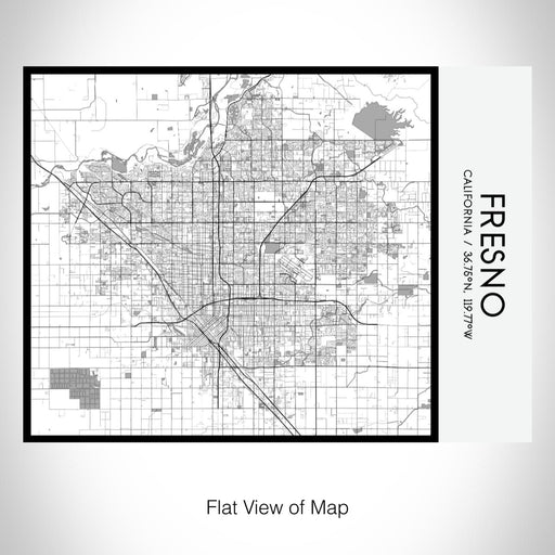 Rendered View of Fresno California Map on 20oz Stainless Steel Insulated Bottle with Bamboo Top with printed classic style map