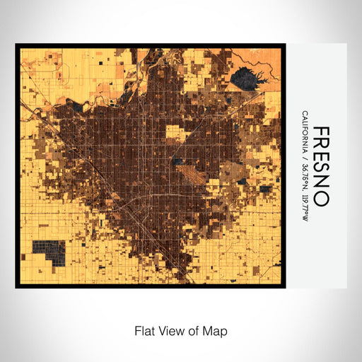 Rendered View of Fresno California Map on 20oz Stainless Steel Insulated Bottle with Bamboo Top with printed ember style map